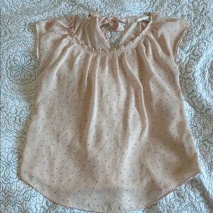 LC Lauren Conrad Blouse in Soft Peach with Subtle Dots